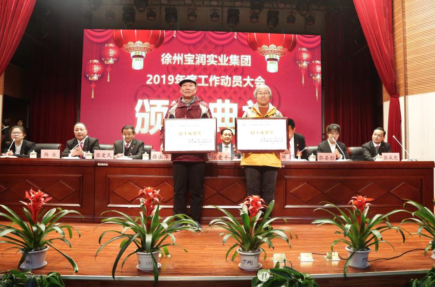 徐州寶潤實業集團2019年度工作動員大會---集團公司領導為先進單位和先進個人代表頒獎